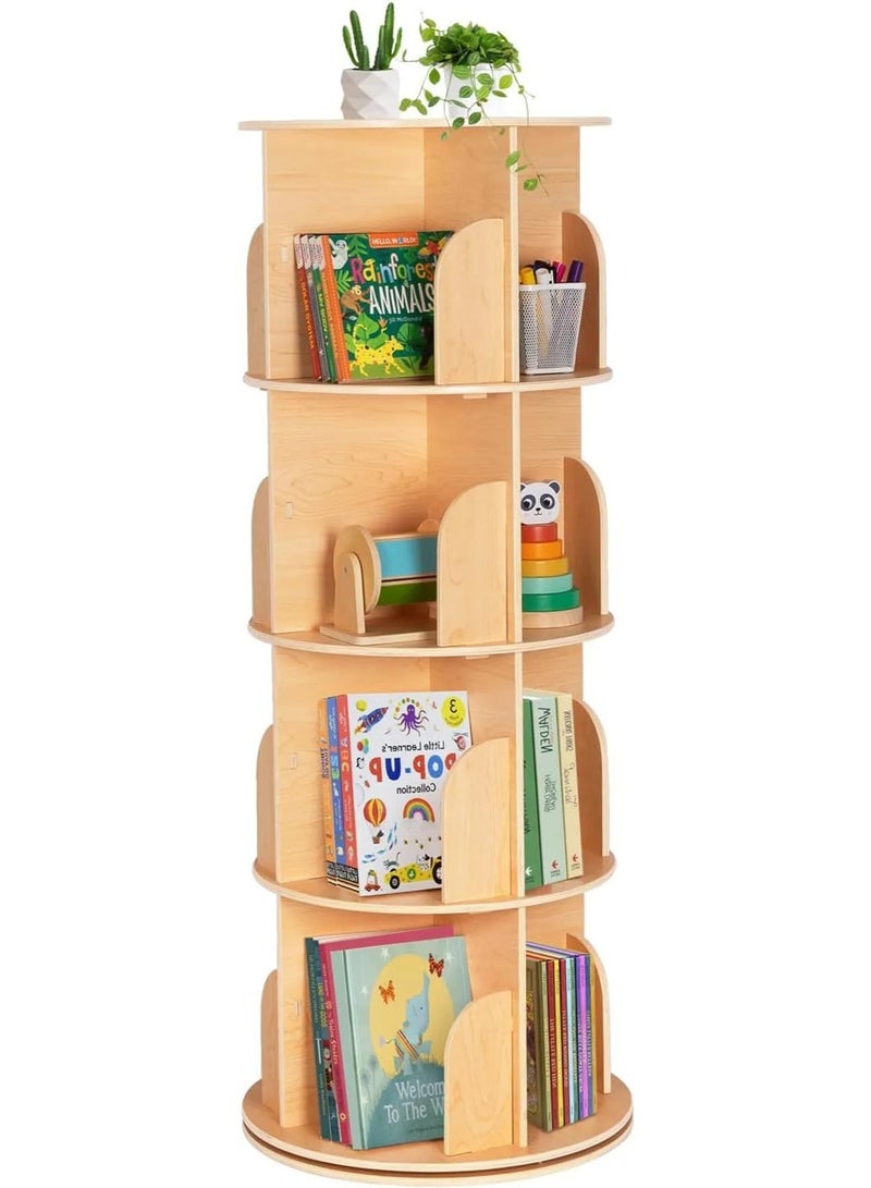 توكي توي رف كتب خشبي دوّار من 4 طبقات – بني من TOOKY TOY - Image 1